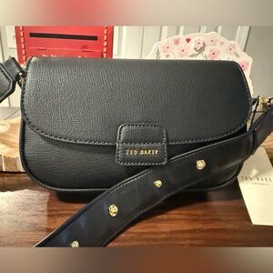 Ted Baker Rory leather crossbody bag in black with a magnetic snap closure NWT
